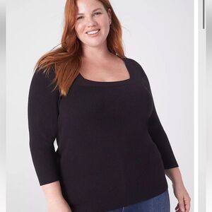 Lane Bryant Fitted 3/4-Sleeve Square-Neck Pullover Sweater Size 26/28 NWT